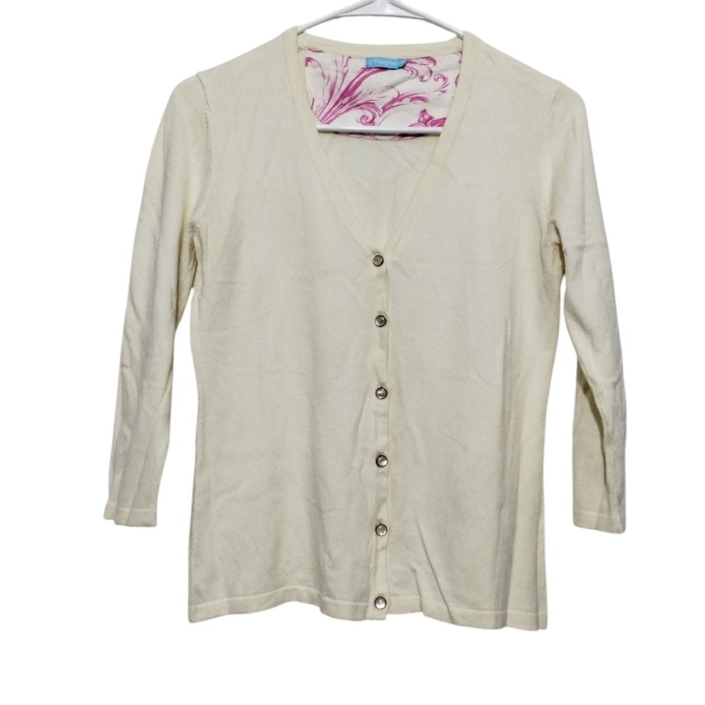 J. McLaughlin Womens‎ XS Pearl Button Sweater Cardigan Neutral Preppy Career